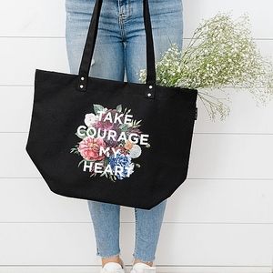 🌴5/$25🌴NEW-Take Courage My Heart Tote Bag & Pin Bundle